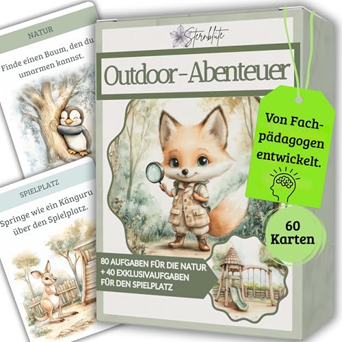 60 Entdeckerkarten | Outdoor Suchspiel Kinder | 2 Kategorien-Natur&Spielplatz | Suche und Finde | Schatzsuche und Abenteuer | Lernspiel & Geschenk für Mädchen und Junge | Spiele ab 4,5, 6, 7, 8 Jahre