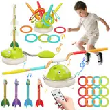Aliex 3 in 1 Outdoor Spielzeug für Kinder - Raketenspiel/Seilspringmaschine/Ringwurfspiel, Sport Spiele Garten Spielzeug für Jungen Mädchen ab 3 Jahren