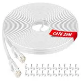 YIIFELL LAN Kabel 20meter, Cat6 Ethernet Wlan Kabel High Speed Internetkabel Netzwerkkabel 20m LAN Kabel Flach mit Rj45-Anschluss für Router, Switch, Modem, Laptop, PS5/PS4, Smart TV, Xbox