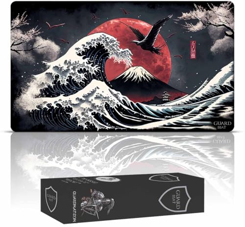 GuardMat - Waves of Tohoku (Genähte Kanten) – Spielmatte für Magic – Spielmatten für Magic The Gathering – Playmat kompatibel mit MTG, YuGiOh, Der Herr de Ringe, Pokemon, TCG, Kartenspielmatte