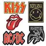 5 Stück Aufnäher für Kleidung, (Rock Band/Rock and Roll) Aufnäher zum Aufnähen, zum Aufbügeln, Stickerei-Aufnäher für Kleidung, Jeans, Anoraken, Rucksäcke