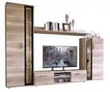 MEBLE KRYSPOL Wohnwand Bentley - Modern Möbel Set - Sideboard, Schrankwand, Regal Eiche, TV Schrank, Mehrzweckschrank für Wohnzimmer
