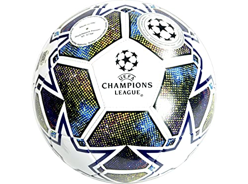 UEFA Champions League Fußball, Größe 5, offiziell lizenziert, Training, Match, Merchandise, Sammlerstück für Kinder und Erwachsene, tolles Fußballgeschenk, Weiß/Blau/Grün