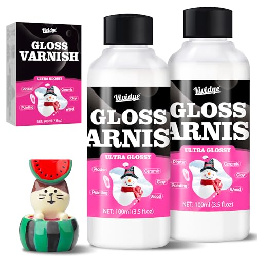 200ml Glasur für Ton Lufttrocknend, Klarlack Glänzend für Ölgemälde, Acrylfarben, Holz, Gips, Keramik Versiegelung, Hochglanz Kratzfest Wasserfest Gloss Varnish für Airdry Clay