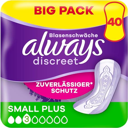 Always Discreet Inkontinenzeinlagen Für Frauen Small Plus 40 Stück Rundumschutz Unglaubliche Diskretion