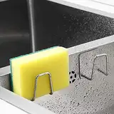 通用 2 Stücke Schwammhalter Spülbecken 304 Edelstahl Schwammhalter Küche Selbstklebend Sponge Holder kitchen sink Wasserdicht Spülschwamm Halterung Spülbecken Spülschwammhalter Küchenschwammhalter