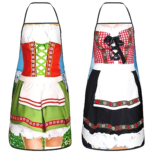 SEPGLITTER 2 Stück Oktoberfest-Schürze, Bayerische Oktoberfest Damen Dirndl Kostüm Outfit für Grillen, Backen, Koch, Küche, Geschenke