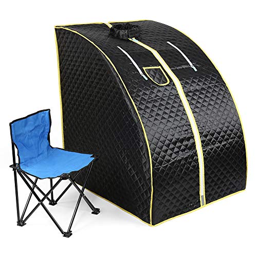Dampfsauna Mobile Heimsauna Wärmekabine Mini Sauna Sitzsauna Gartensauna-Mini-Sauna 1000 W Verdampfer, Schwarz-B