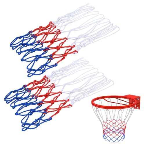 2 Stücke Profi Basketballnetz Hochleistungs Basketball Netz Wetterfest Nylon Basketballnetz Wetterfest Geeignet Ballnetz Netz für Basketballkorb Schulspielplätze im Freien Indoor Sportarten