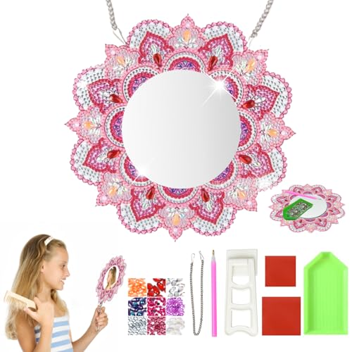 5D Diamond Painting Spiegel, Mandala Schminkspiegel Bastelset, Diamond Painting Kinder für DIY, Mädchen Geschenke 5 6 7 8 9 10 11 12 Jahre für die Dekoration von Wänden in der Wohnung