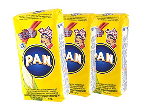 Weißes Feines Maismehl, Vorgekocht aus Kolumbien/Venezuela, Ideal für Arepas und Empanadas, Glutenfrei - Harina de Maiz Blanco Precocida 1kg, 3er Sparpack (3 x 1kg)