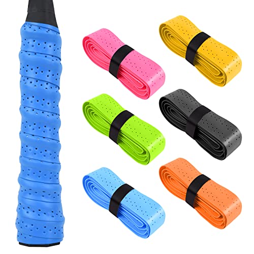 flintronic 6 Stück Griffband Tennisschläger, Griffband für Federballschläger, Badminton, Squash Schläger, Selbstklebend Griffband, Anti-Rutsch badmintonschläger- Mehrfarbig