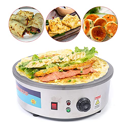 Crepegerät, 2800W Profi Crêpes Maker Machine Crepesplatte Antihaftbeschichtung Crepesgerät mit 45cm Platte für Pfannkuchen, Pan Cakes, Omeletts, Palatschinken