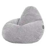 Icon Dalton Sitzsack Kinder, Grau, Flauschiger Cord Stoff, Sitzsack Cord mit Füllung, Bequemer Kinder Gaming Sessel, Kuschelsessel, Lese Sessel, Schlafzimmer, Kinderzimmer, Spielzimmer