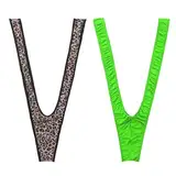 FUIPVGI 2 Stück Borat Mankini Herren Hochgeschnittener Slip Herren Badeanzug Tanga Herren String Mankini V Form Badeanzug Borat Tanga Party-Kostüm Bikini für Männer, Einheitsgröße (2 Stück)