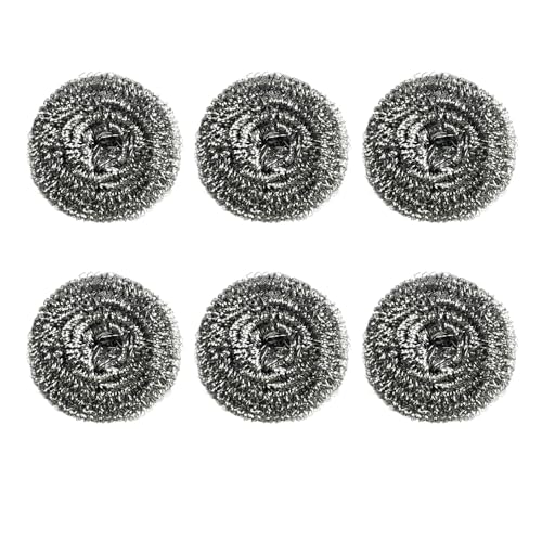 Edelstahl Topfreiniger Metall Scheuerpads Topfkratzer Grillreiniger Topfreiniger Metall Topfschwamm Kratzschwamm, 6 Stück