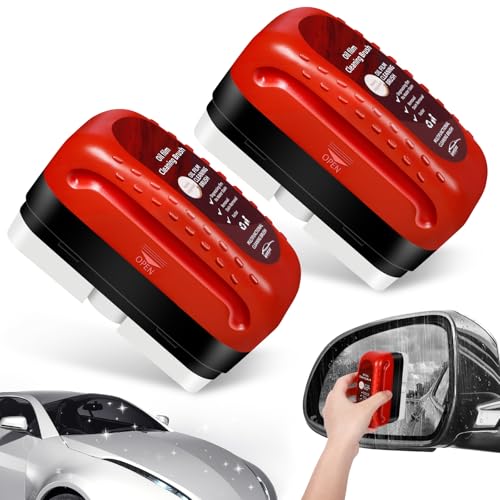 Ölabweisende Folie Für Autoscheiben, 2 Stück Multifunktionale Kfz-Ölfilm-Reinigungsbürste, 120ml Windschutzscheiben Reiniger, Ölfilm-Entferner, Hydrophobe Glasbeschichtung Für Verbesserte Klarheit