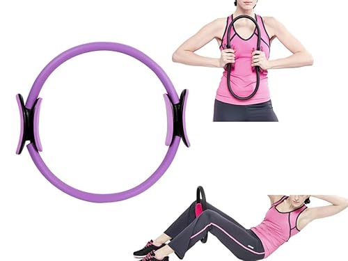 Pilates Circle Pilates Ring mit Rutschfesten Griffen Trainingsgerät für Core Training Griff Widerstandsring für Ganzkörpertraining Yoga und Physiotherapie Fitnessgerät für Heimtraining (Violett)