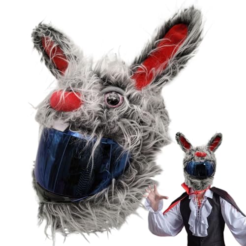 Motorradhelm Deckungen Halloween Rabbit Plüsch Helm Cover Motorrad mit Langen Ohren dekorativ lustiger süßer Cartoon No Blocking Vision Cover
