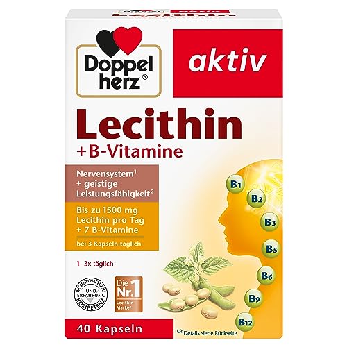 Doppelherz Lecithin – Nahrungsergänzungsmittel mit Vitamin B1, B2 und B6 als Beitrag zur normalen Funktion des Nervensystems – 1 x 40 Kapseln