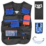 Absyrony Taktische Weste Jacke Kit, mit 1 Schutzbrille + 1 Gesichtsmaske + 1 Nachladeclips + 30er Schaumstoff-Darts + 1 Hand-Armband + 1 Dart-Beutel, Taktisches Westenset für Jungen und Mädchen