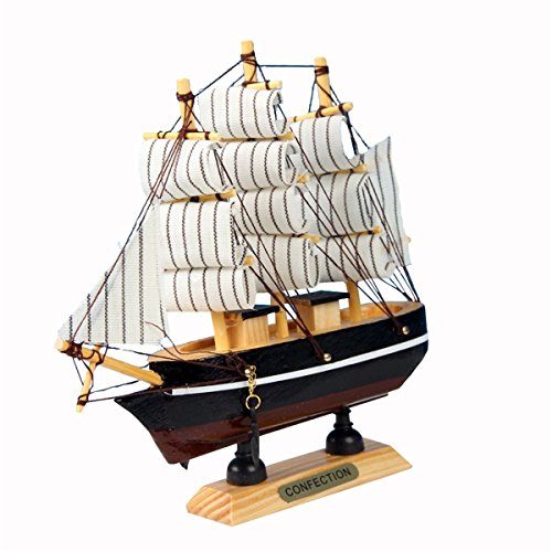 Evilandat Holz Segelboot Modell, 30CM Segelschiff Dekoration, Mediterraner Stil, für Geschenke und Schreibtisch Deko (Zufällige Farbe)