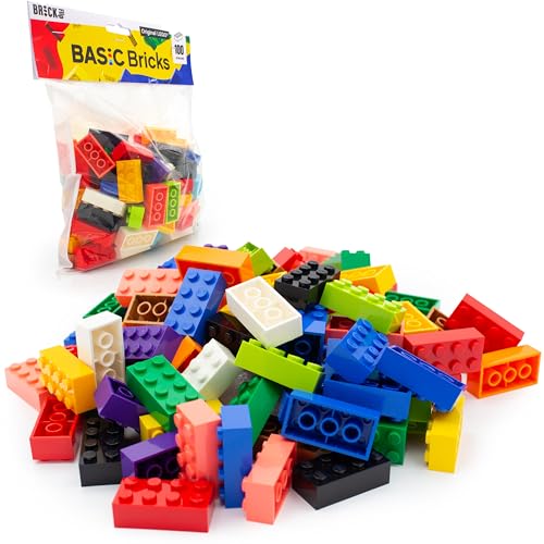 Lego Steine Classic, Bunt Gemischt, 2x4 Bausteine, 100 Stück – Lego Einzelteile Erweiterung für Legosteine Box und Lego Platten, Bausteine Set, Lego ab 4 Jahre | Basic Bricks (3001)