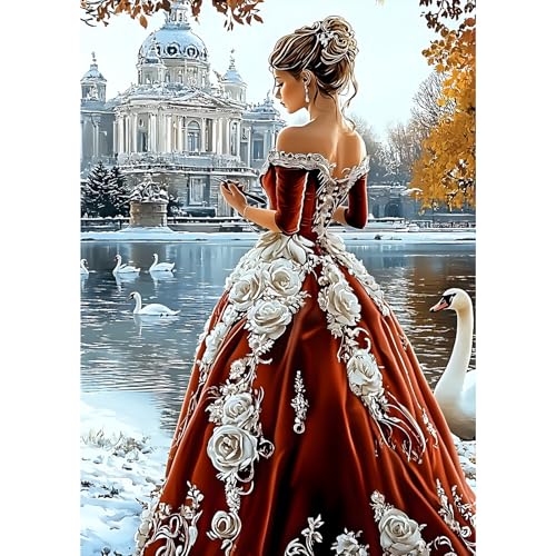MXJSUA Diamond Painting Erwachsene, Schönheit Am Seeufer Diamant Painting Bilder, 30x40cm 5d Diamond-Painting Geeignet Als Geschenk, Zur Entspannung und Als Wanddeko