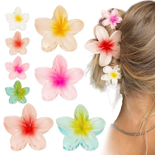 8 Stück Hawaii Haarspangen Blumen Haarspange Strandblumen Haarklammer Kopfschmuck für Mädchen und Frauen Strand Party Pool Urlaub 4 große & 4 kleine