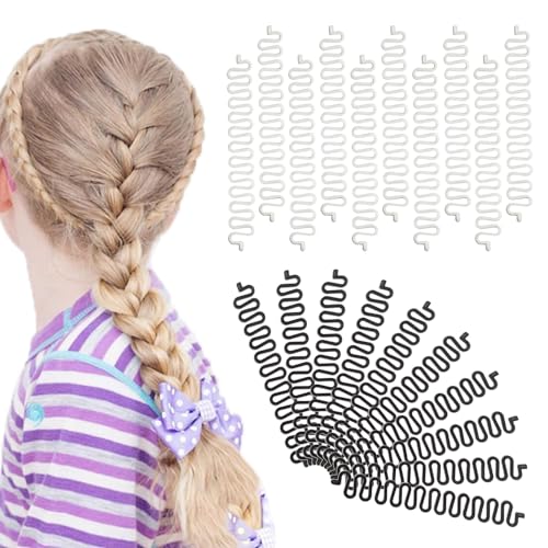 EUPSIIU 20 Stück Haar Flecht Werkzeug, Haar Styling Werkzeug, French Hair Styling Clip, Twist Braid Haarstrickwerkzeug, Fishbone DIY Haarschmuck für Mädchen und Damen (Schwarz, Weiß)