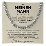 SOFIA FERRER Jahrestag Geschenk für Ihn, Halskette Herren, Ich Liebe Dich Geschenke für Männer, Ehemann, Hochzeitstag Geschenke für Männer, Edelstahl Kette, Valentinstag für Ihn (Zusammen)