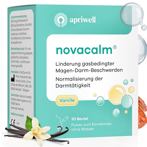 Novacalm - Bei Blähungen, Blähbauch, Bauchschmerzen & Völlegefühl - Normalisiert die Darmtätigkeit - Mit Simeticon & KiOtransine - 30 Beutel