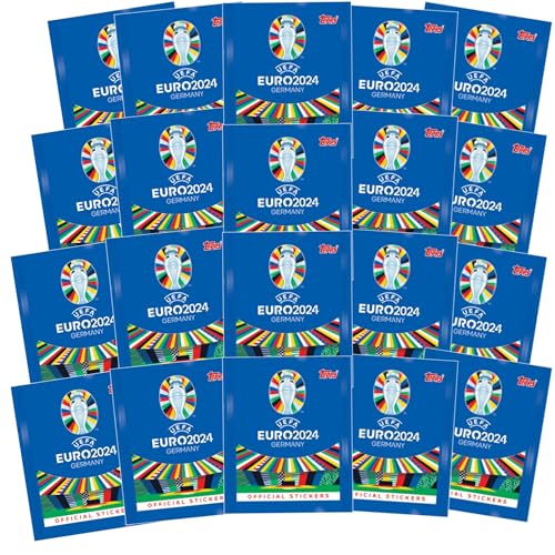 20x Topps UEFA Euro 2024 Sticker Deutschland - Stickertüte x20 (120 Sticker) - 6x Sticker pro Tüte