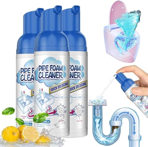 Foam Drain Cleaner,Get out Foaming Drain Cleaner,Sink Cleaner and Deodorizer, Bathroom Drain Unblocker,Bathroom Sink Unblocker,Liquid Hair Drain Clog Remover for Kitchen Drain, Sinks, Tubs (3)
