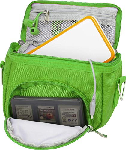 Orzly Travel Bag für alle Nintendo DS Konsole Modell Versionen mit Faltbarer Bildschirm (Original DS / 3DS / DS Lite / 3DS XL / DSi / New 3DS / New 3DS XL / 2DS XL / etc.) - Tasche enthält: Schultergurt + Tragegriff + Gürtelschlaufe + Fächer für Zubehör (