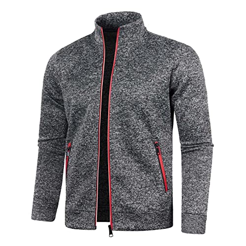 Sweatjacke Herren mit Reissverschluss Ohne Kapuze Klassisch Sportjacke Leichte Jacke Stehkragen Trainingsjacke Strickjacke mit Taschen Freizeitjacke Softshelljacke Laufjacke