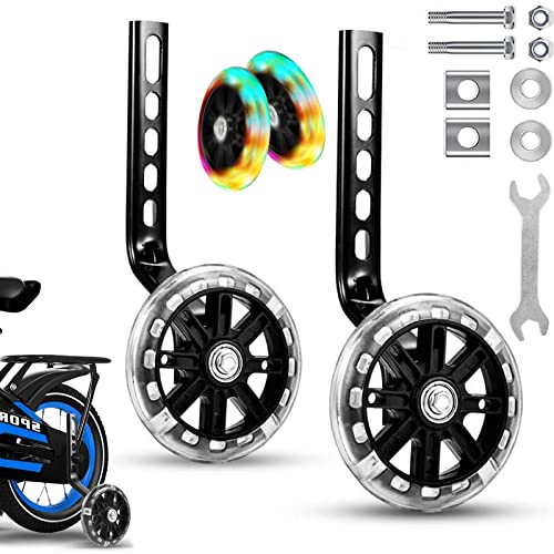 Colexy Fahrrad Stützräder für Kinder, Universal Hilfsräder Trainingslaufräder für Kinderfahrrad, Sicherheitsstützräder Stabilisatoren Fahrrad für 12 14 16 18 20 Zoll (1 Paar, schwarz)