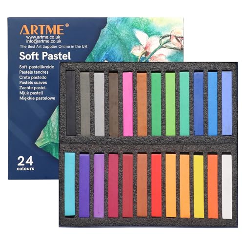 Artme Softpastellkreide 24er Etui - Weiche Pastellkreide - für Künstler, Hobbymaler, Schule, Kunstunterricht.