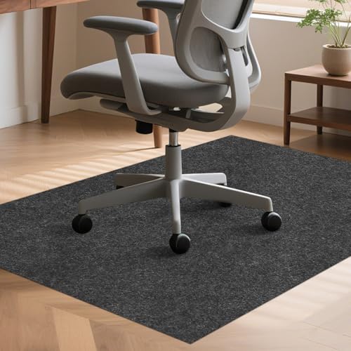Bürostuhl Unterlage Dunkelgrau, 90 x 120 cm, Stuhlmatten, Bodenschutzmatte Bürostuhl, mit Kratzschutz, Wasserfest, Schneidbar, für Bürostühle, Schreibtischstühle und Homeoffice