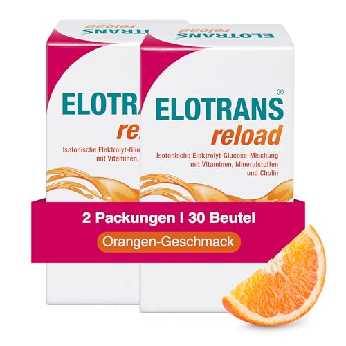 ELOTRANS reload - isotonische Elektrolyt-Glucose-Mischung - Nahrungsergänzungsmittel mit Magnesium, Kaliumchlorid, Cholin und B-Vitaminen - 2 x 15 Beutel, Doppelpack