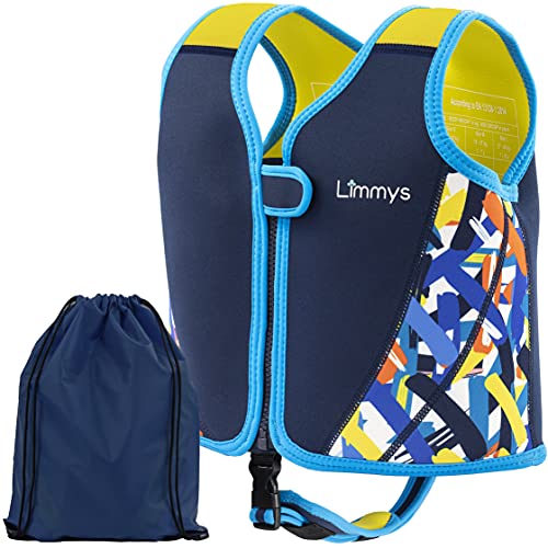 Limmys Premium Schwimmweste Kinder - Schwimmhilfe für Kinder und Kleinkinder – Moderne Kinder Schwimmweste Baby, für Jungen und Mädchen - Mit Kordelzug-Tasche