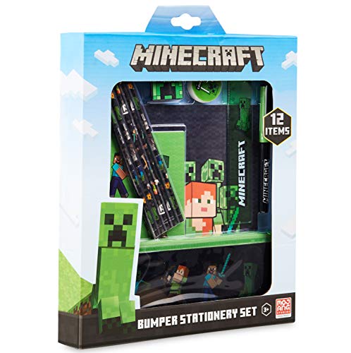 Minecraft Schreibwaren Set, Schulsachen Federmappe, Farbigem Bleistifte Set, Radiergummi, Lineal, Notizbuch, Notizblock, & Mehr, Spaß Geschenke für Kinder