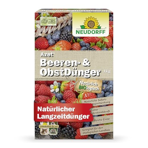 Neudorff Azet Beeren- & ObstDünger – Bio-Dünger für mehr Geschmack und reiche Ernte bei Beeren und Obst mit natürlicher Sofort- & Langzeitwirkung, 1 kg, Braun