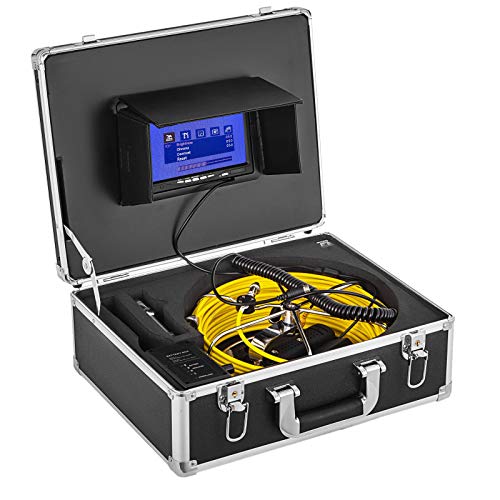 VEVOR Kanalinspektionskamera 20M, Rohrkamera Inspektion IP68, Abflussrohr Wasserdichtes industrielles Endoskop-Endoskop Inspektionssystem Snake-Kamera 9" LCD-Monitor 12 LED Nachtsicht mit Führungsrad