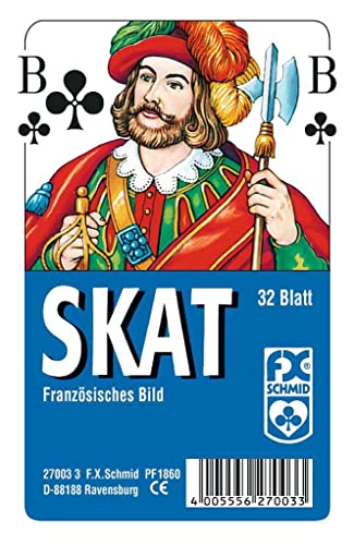 Ravensburger 27003 - Skat, Französisches Bild, 32 Karten in Klarsicht-Box, 32 Blatt, Spielkartenformat: 59 x 92 mm, glasklares Etui