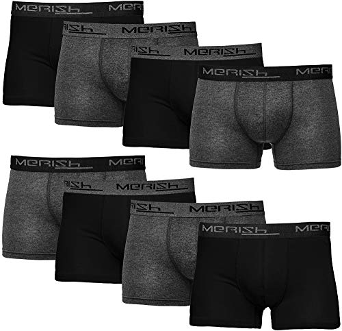 MERISH Boxershorts Men Herren 8er Pack Unterwäsche Unterhosen Männer Retroshorts 216e Schwarz-Anthrazit XL