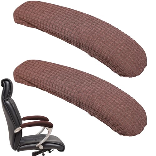 Xthrotsenk 2 Stück Armlehnen Polster Arm Armlehne Abdeckungen Bürostuhl Schutz Abdeckungen Elastisches Polyester für Armlehnen weiche Armlehnenkissen für Zuhause Büro Elbow Discomfort (Dunkelbraun)