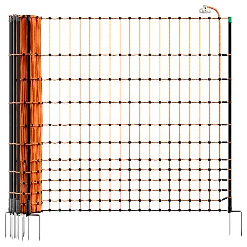 VOSS.farming Premium Hühnernetz farmNET 25m 112cm Orange 2 Spitzen 9 Pfähle Hühnerzaun Elektronetz