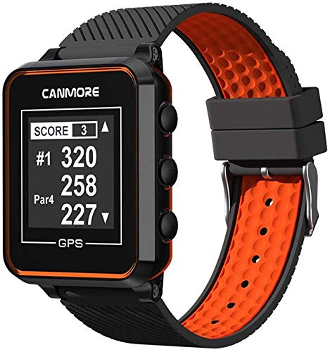 Canmore TW-353 GPS Golf-Uhr - Set mit Netzteil (schwarz/orange)