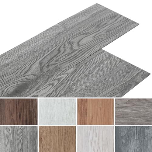 INMOZATA PVC-Bodenbelag 36Stück selbstklebende Vinyl-Bodenbelag wasserdichte Bodenaufkleber für Küche Bad Haus Bodenfliese, 91.5 X 15.2CM, Grau